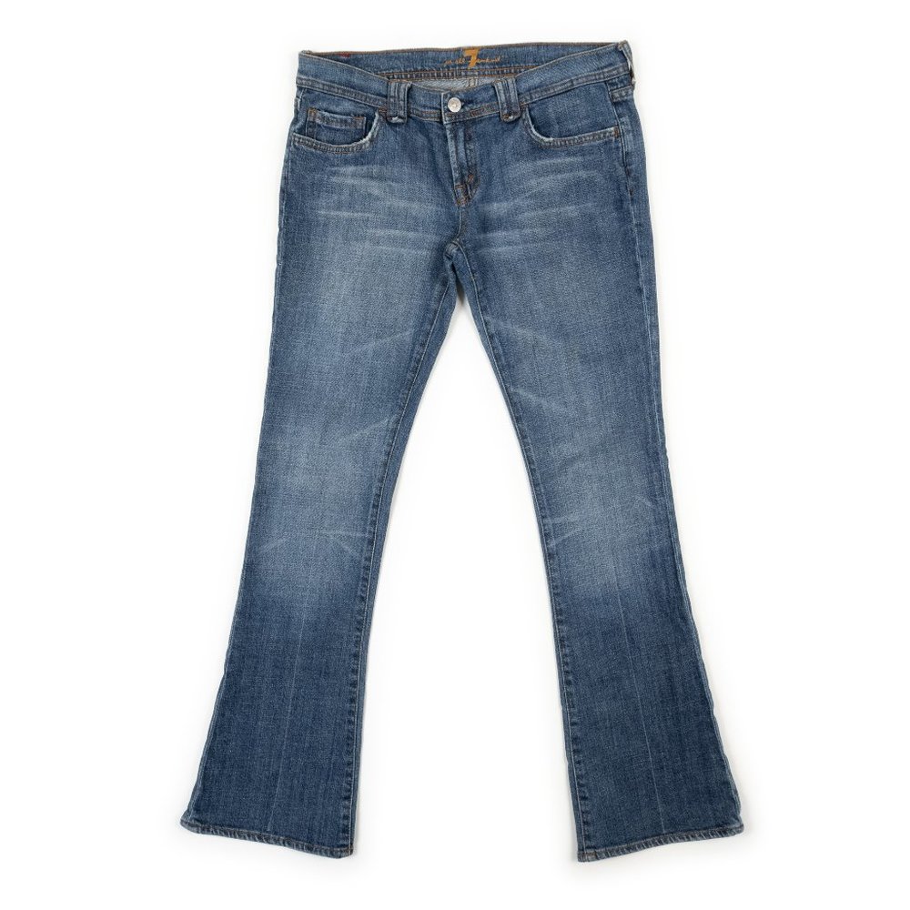 7 For All Mankind Rocker flare leg low rise blue jeans size 28